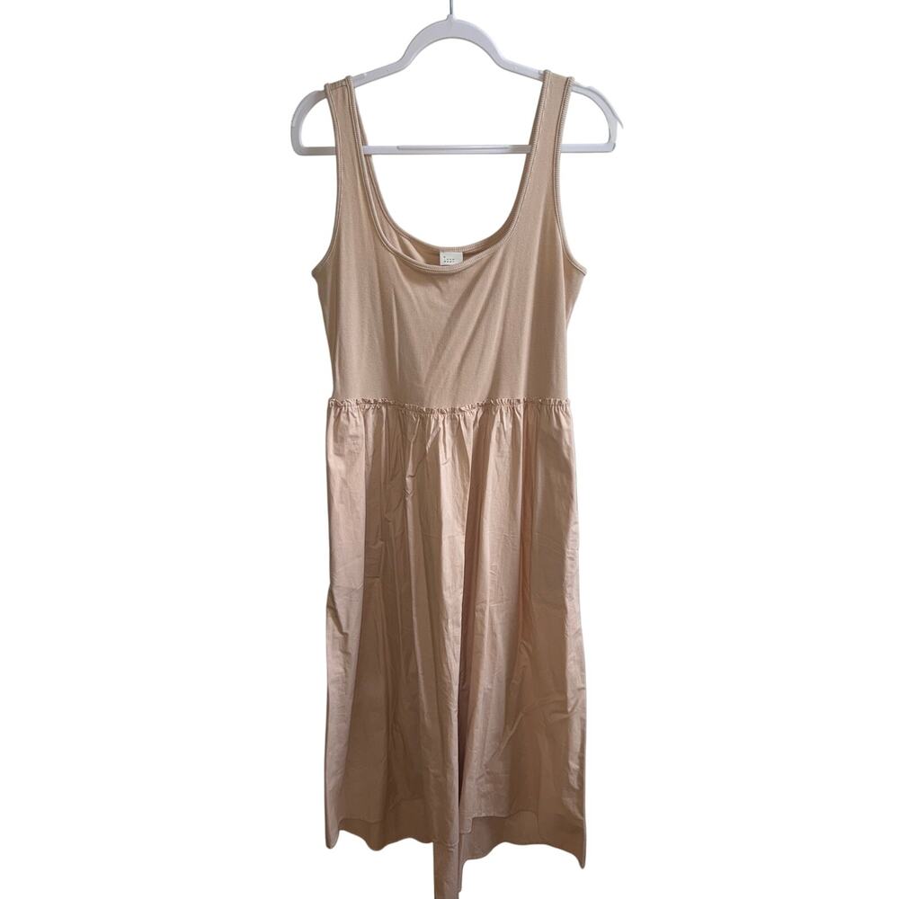 NWT A New Day Taupe Ribbed Tank Midi Dress Mixed Media Skirt Size M
